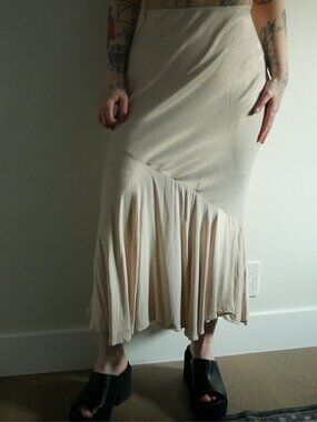 Topshop Cream Shiny Maxi Skirt, size 4